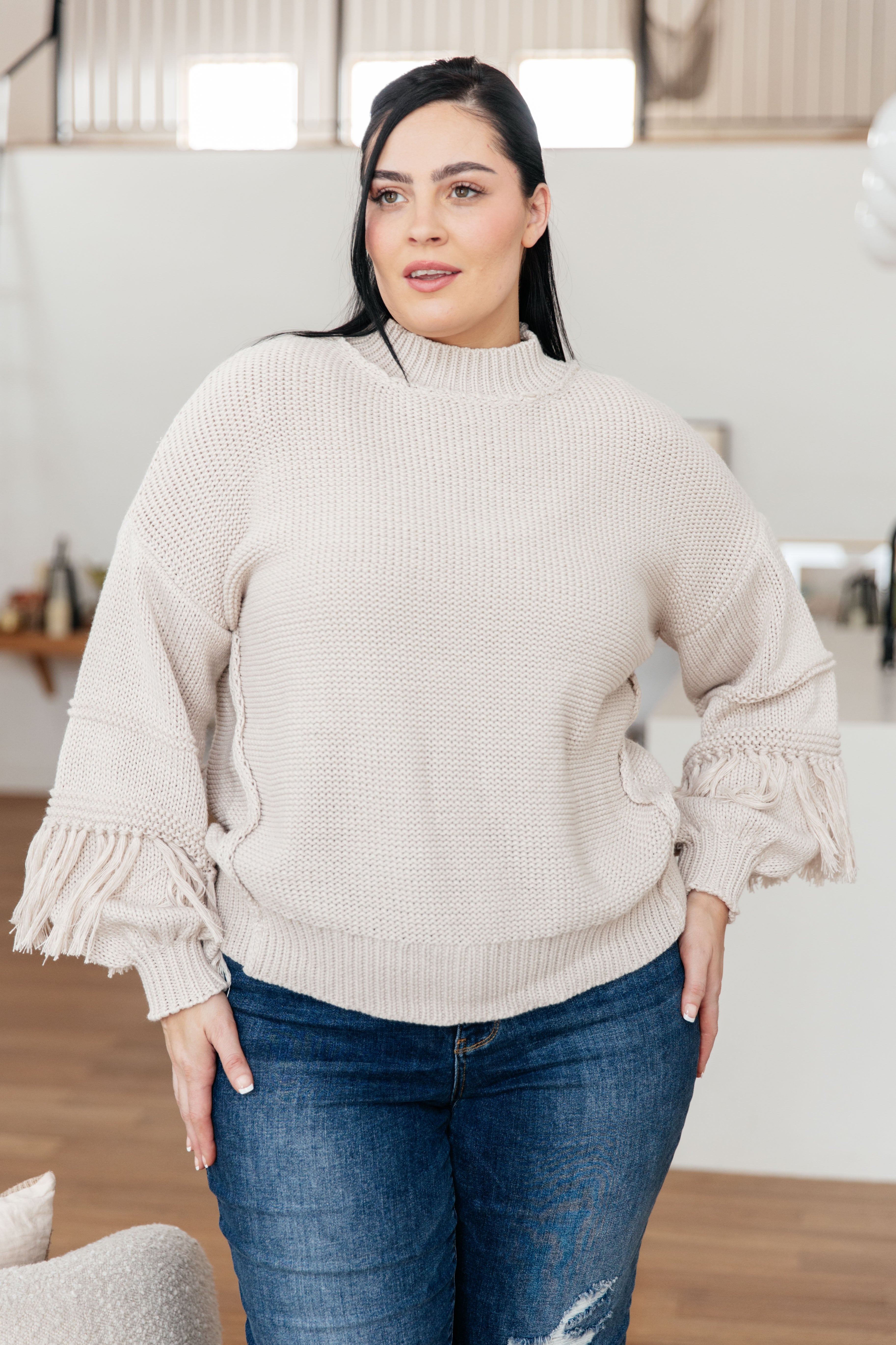 Handle It All Fringe Detail Sweater-Tops-Stay Foxy Boutique, Florissant, Missouri