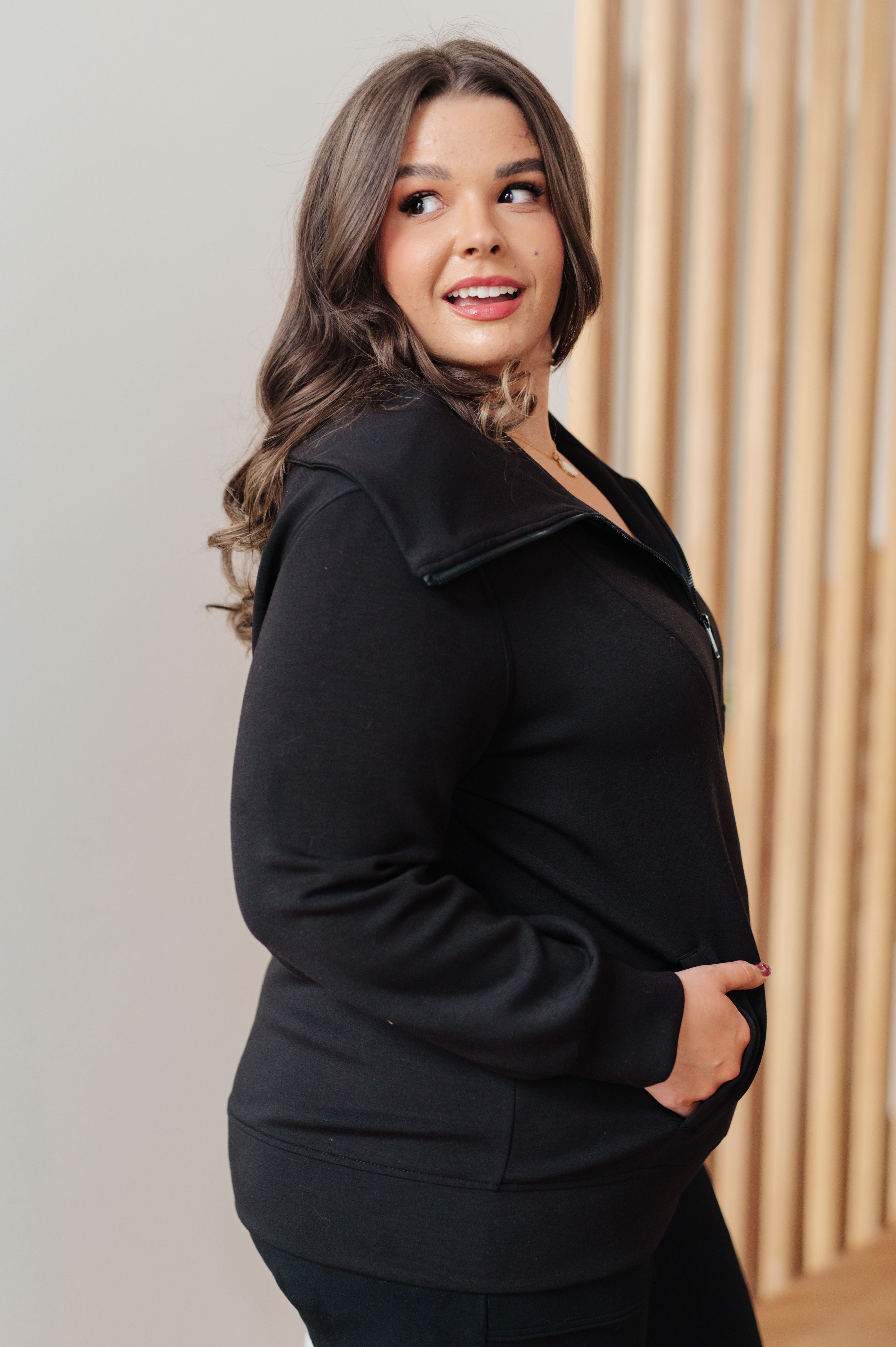 Handle That High Neck Zip Up Jacket-Layers-Stay Foxy Boutique, Florissant, Missouri