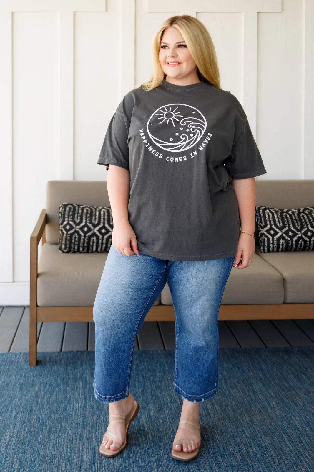 Happiness Comes in Waves Tee-Tops-Stay Foxy Boutique, Florissant, Missouri