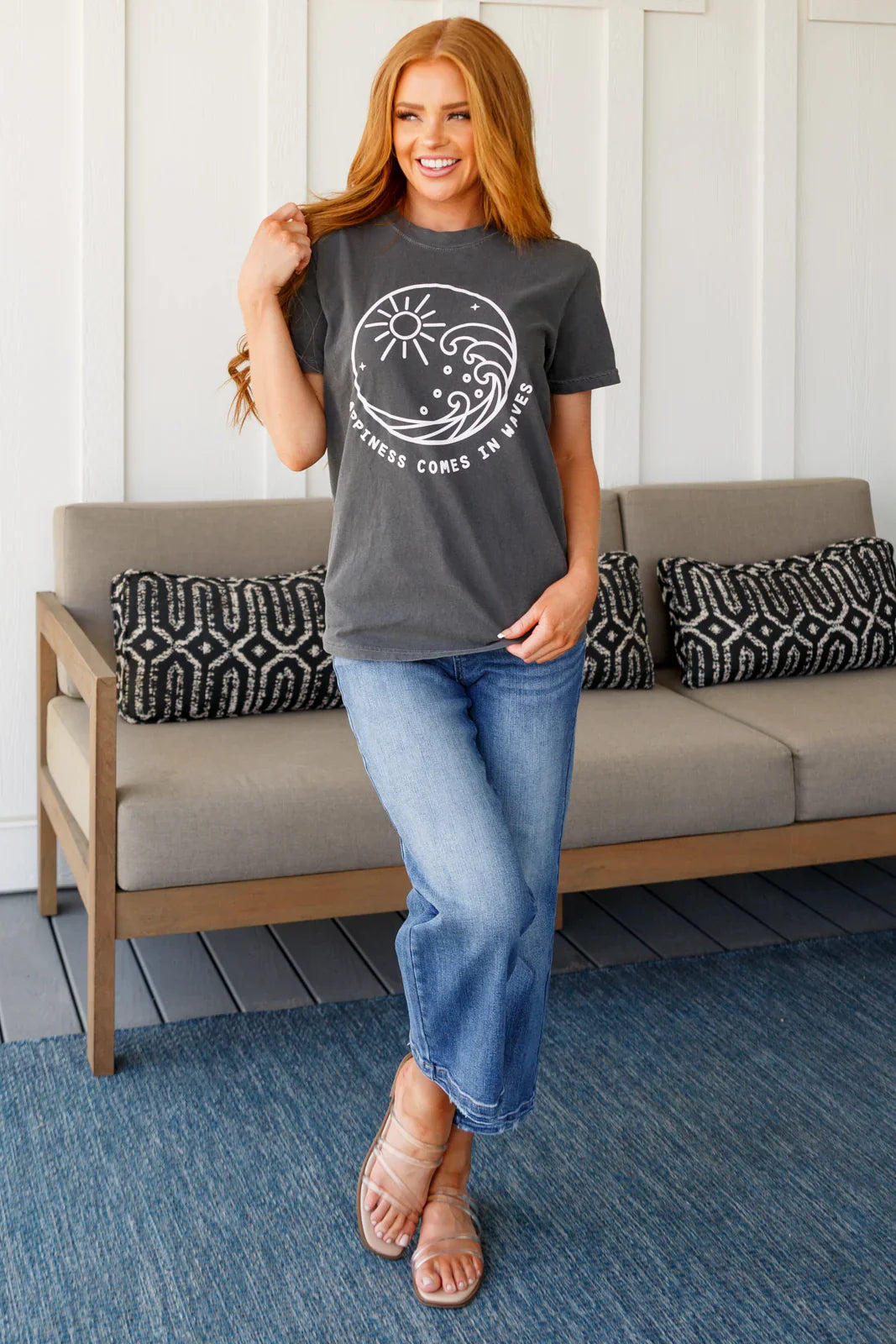 Happiness Comes in Waves Tee-Tops-Stay Foxy Boutique, Florissant, Missouri