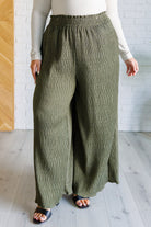 Harmony High Rise Wide Pants in Olive-Bottoms-Stay Foxy Boutique, Florissant, Missouri