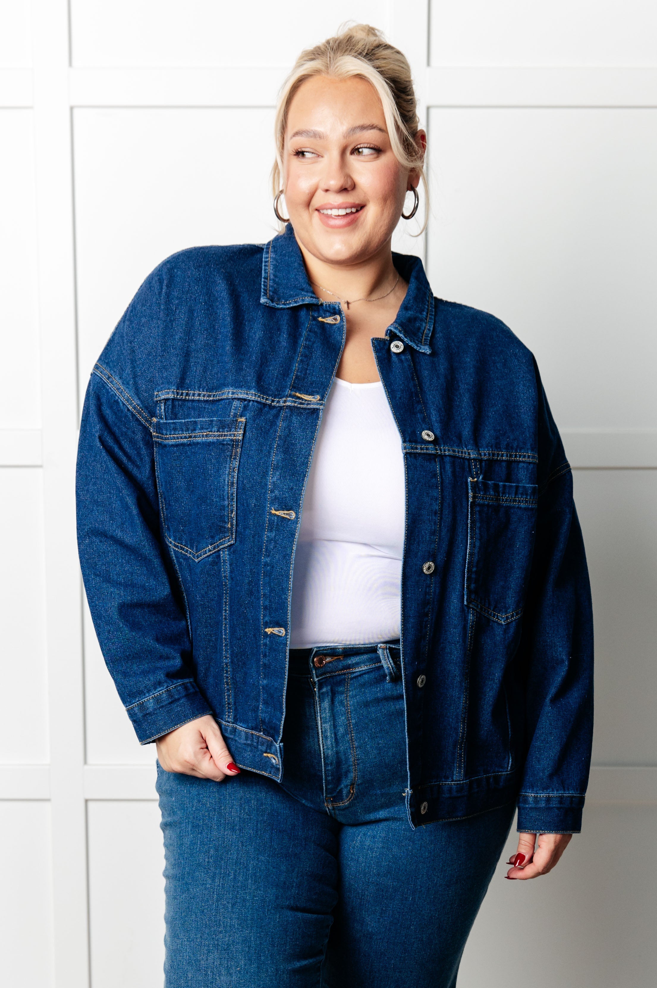 Have We Met Oversized Denim Jacket-Denim-Stay Foxy Boutique, Florissant, Missouri