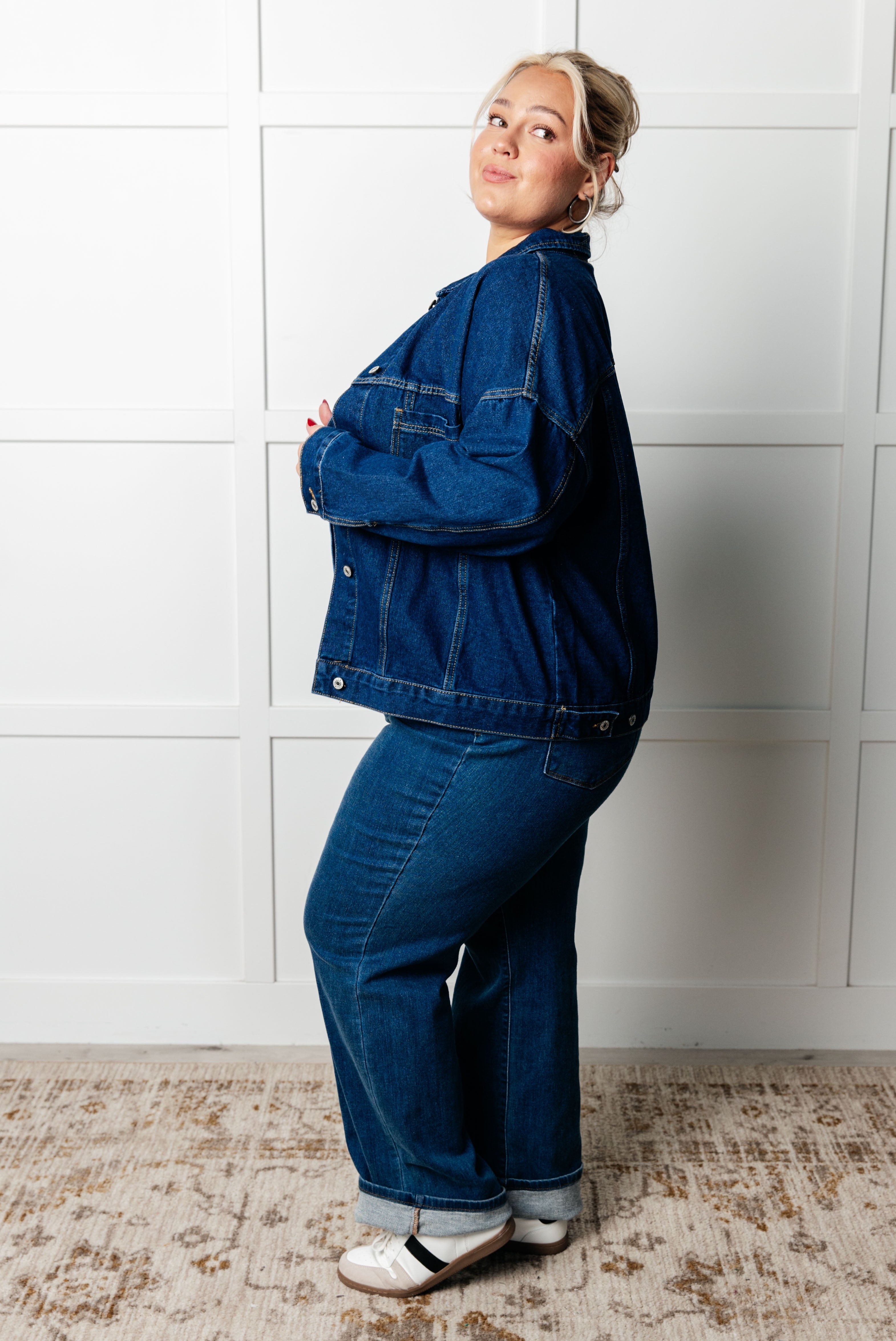 Have We Met Oversized Denim Jacket-Denim-Stay Foxy Boutique, Florissant, Missouri