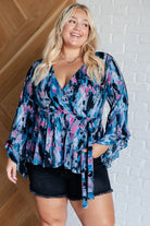 Have it All Angel Sleeve Top in Abstract Magenta-Blouses-Stay Foxy Boutique, Florissant, Missouri