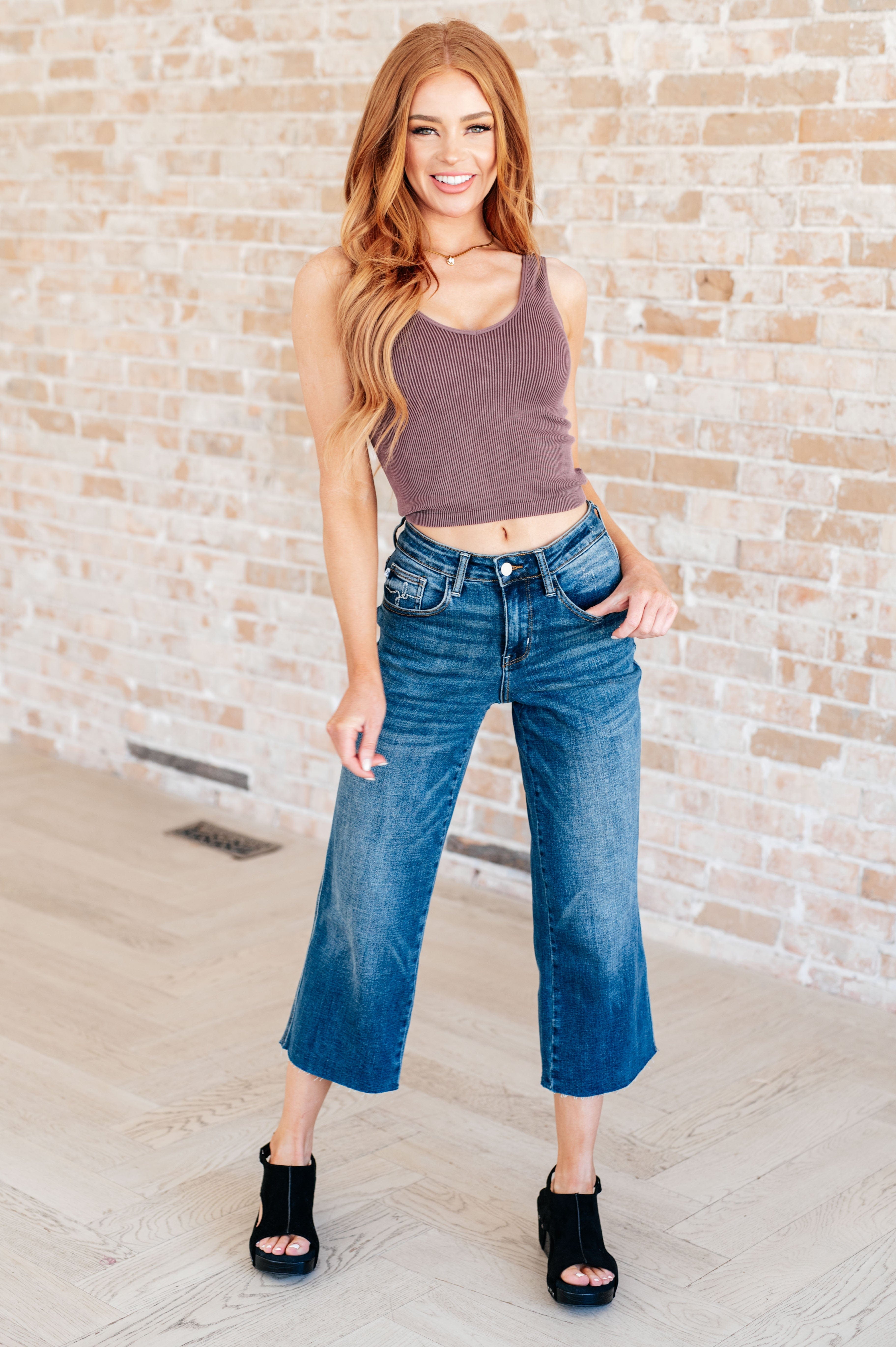 Hayes High Rise Wide Leg Crop Jeans-Denim-Stay Foxy Boutique, Florissant, Missouri