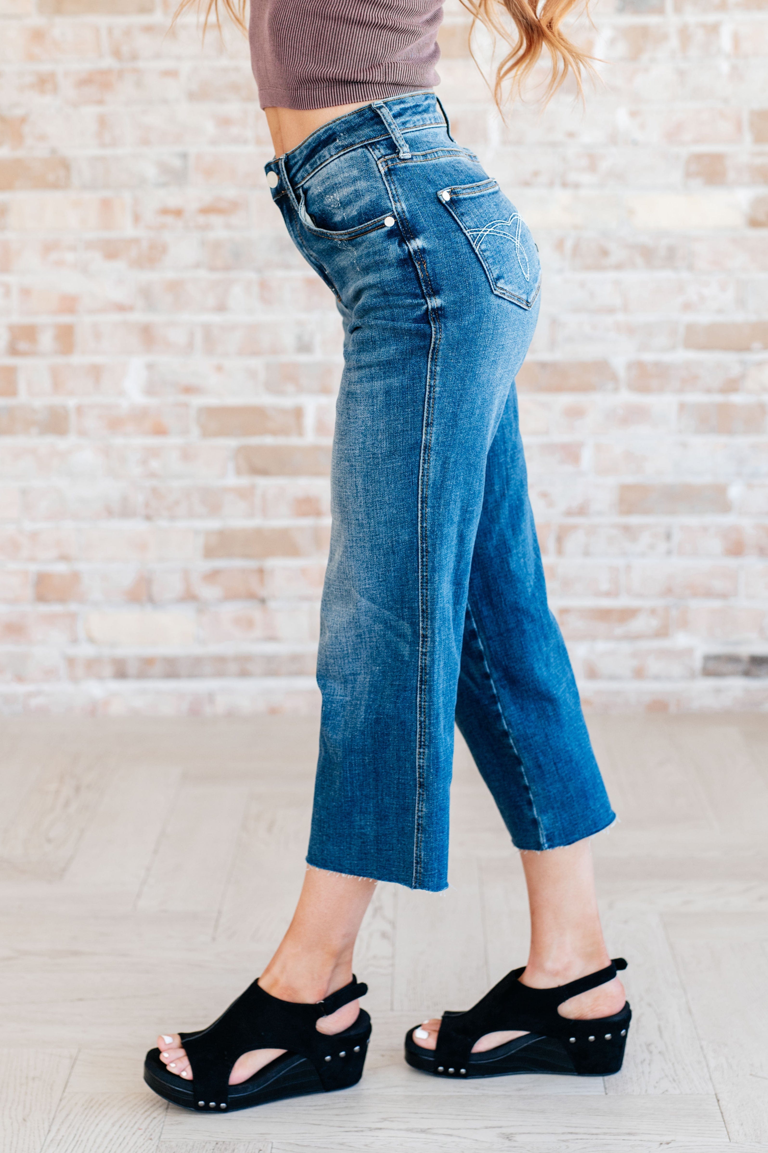 Hayes High Rise Wide Leg Crop Jeans-Denim-Stay Foxy Boutique, Florissant, Missouri