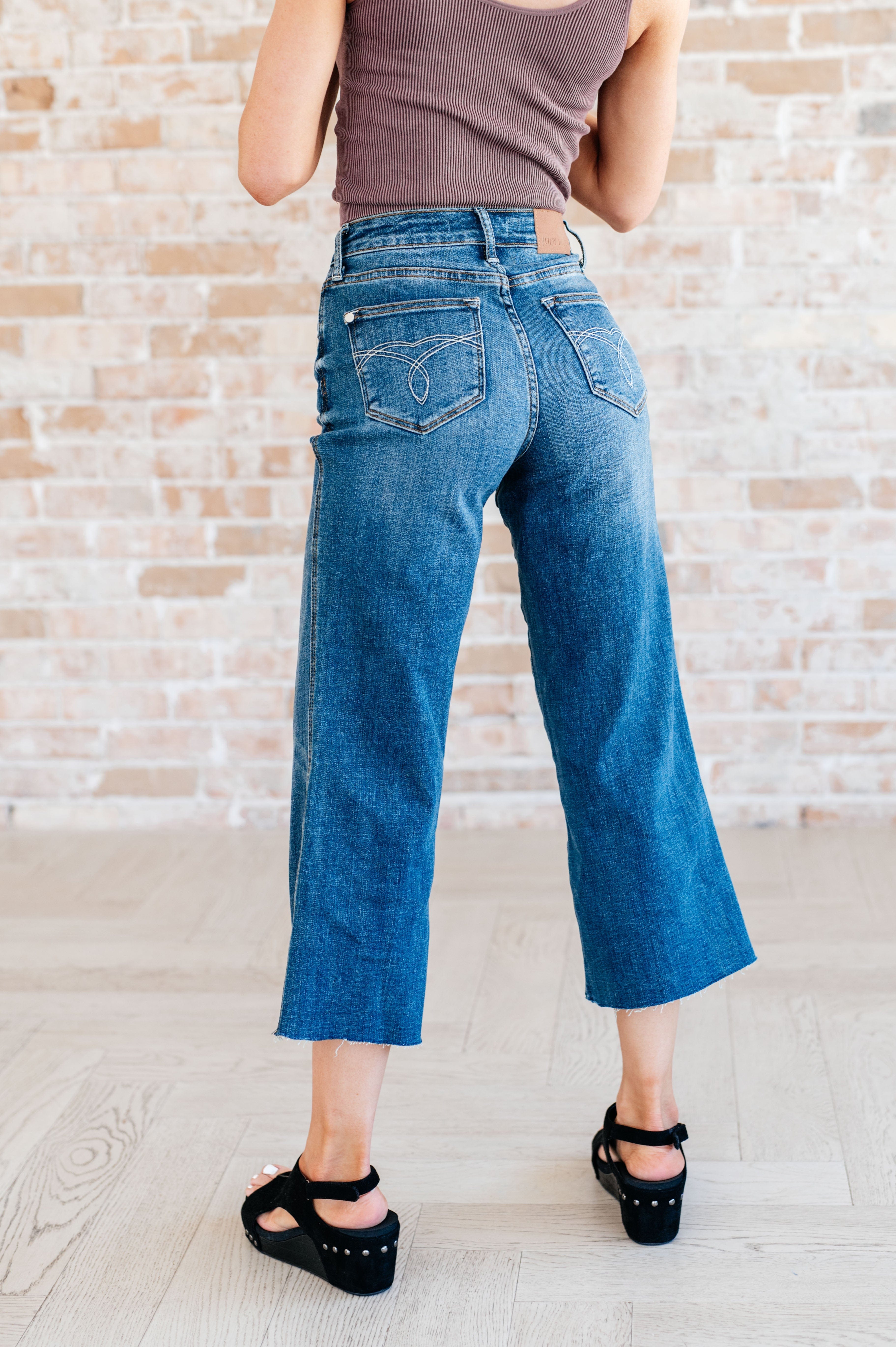 Hayes High Rise Wide Leg Crop Jeans-Denim-Stay Foxy Boutique, Florissant, Missouri