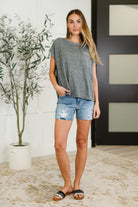 Heathered Harmony Basic Tee in Black-Womens-Stay Foxy Boutique, Florissant, Missouri