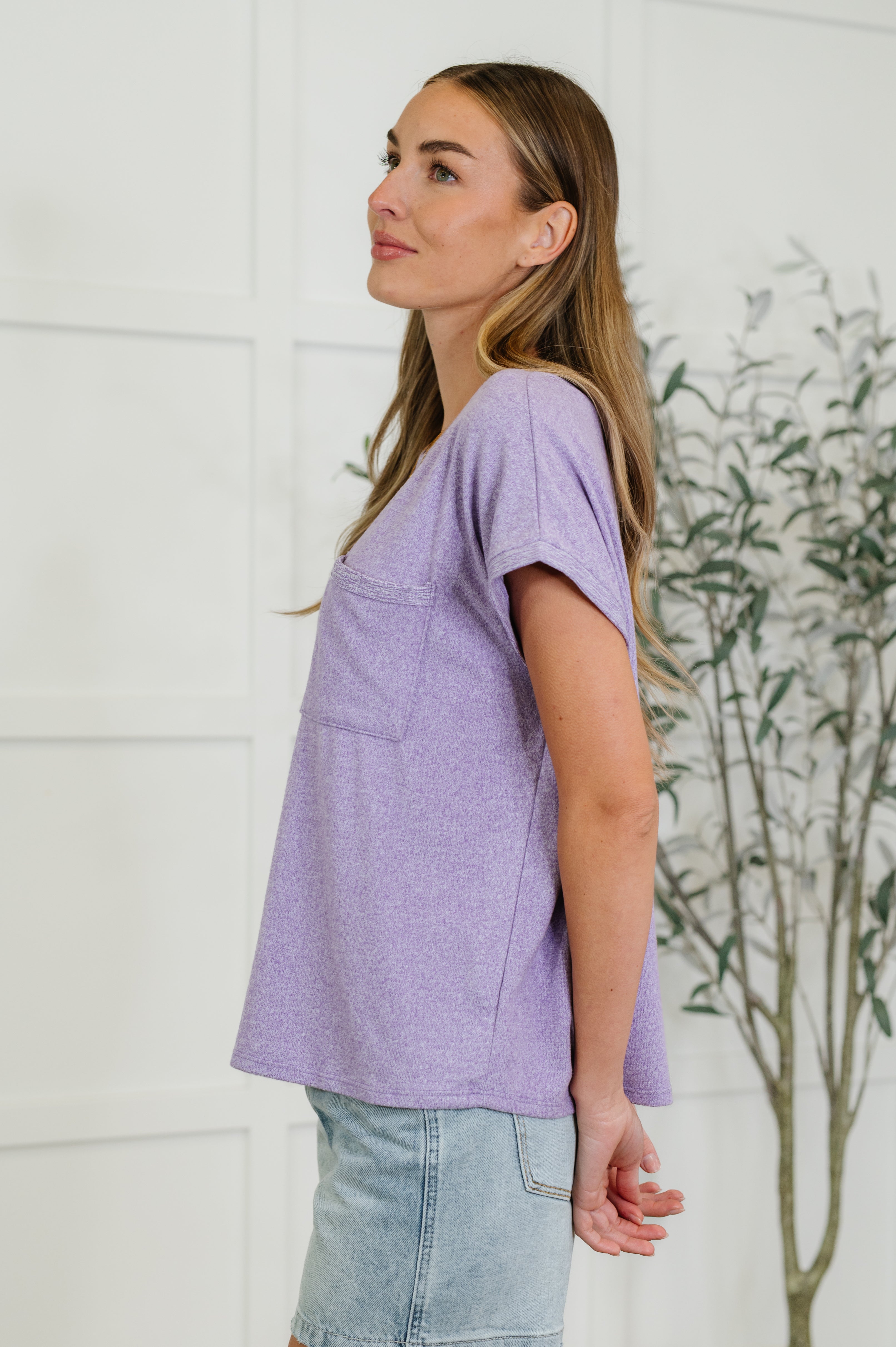 Heathered Harmony Basic Tee in Lavender-Womens-Stay Foxy Boutique, Florissant, Missouri