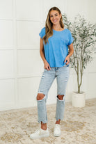 Heathered Harmony Basic Tee in Ocean Blue-Womens-Stay Foxy Boutique, Florissant, Missouri