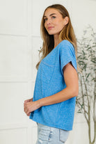 Heathered Harmony Basic Tee in Ocean Blue-Womens-Stay Foxy Boutique, Florissant, Missouri
