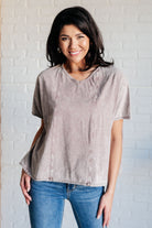 Here for the Vibes Mineral Wash Spliced Tee-Tops-Stay Foxy Boutique, Florissant, Missouri