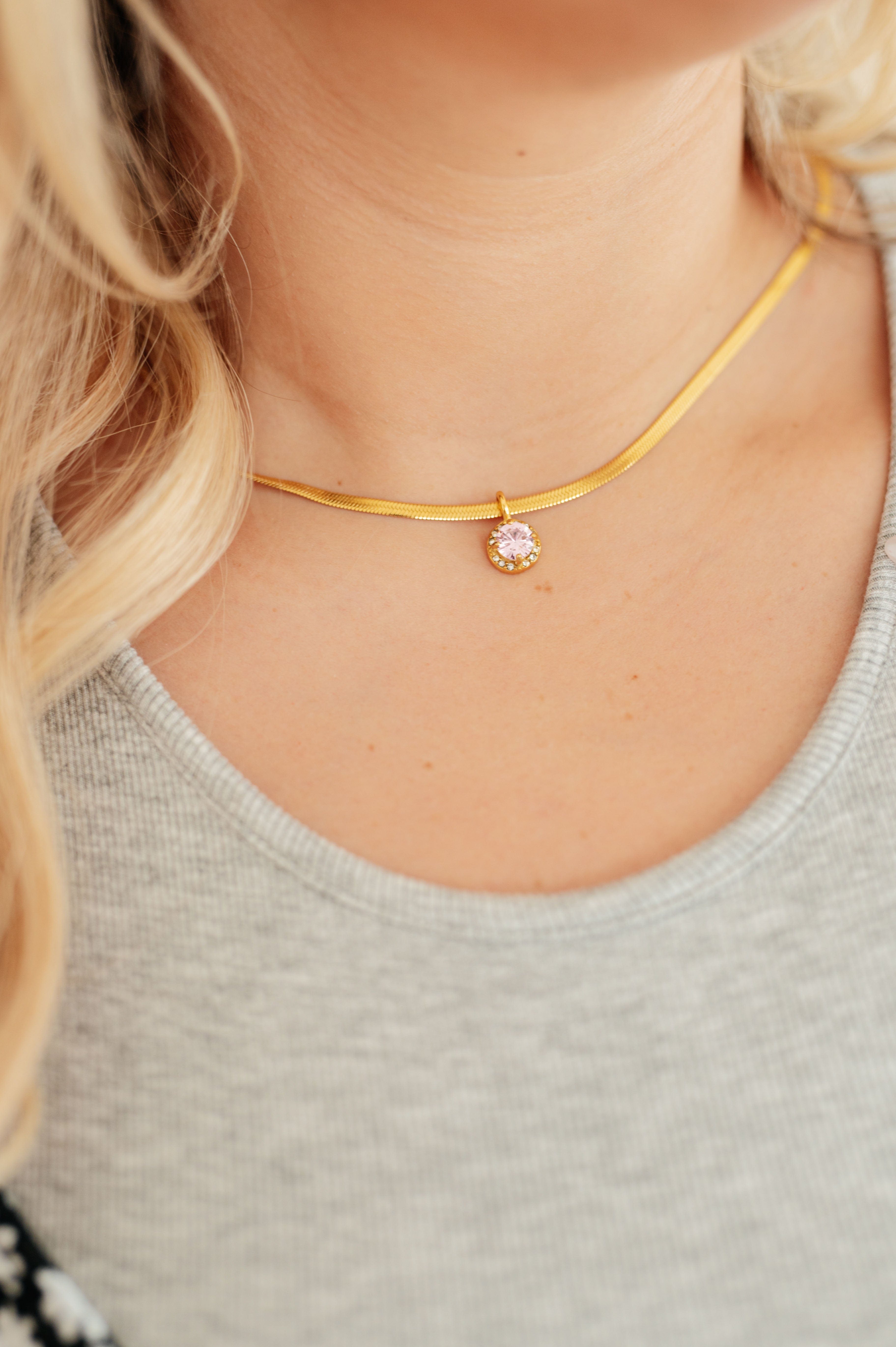Here to Shine Gold Plated Necklace in Pink-Accessories-Stay Foxy Boutique, Florissant, Missouri