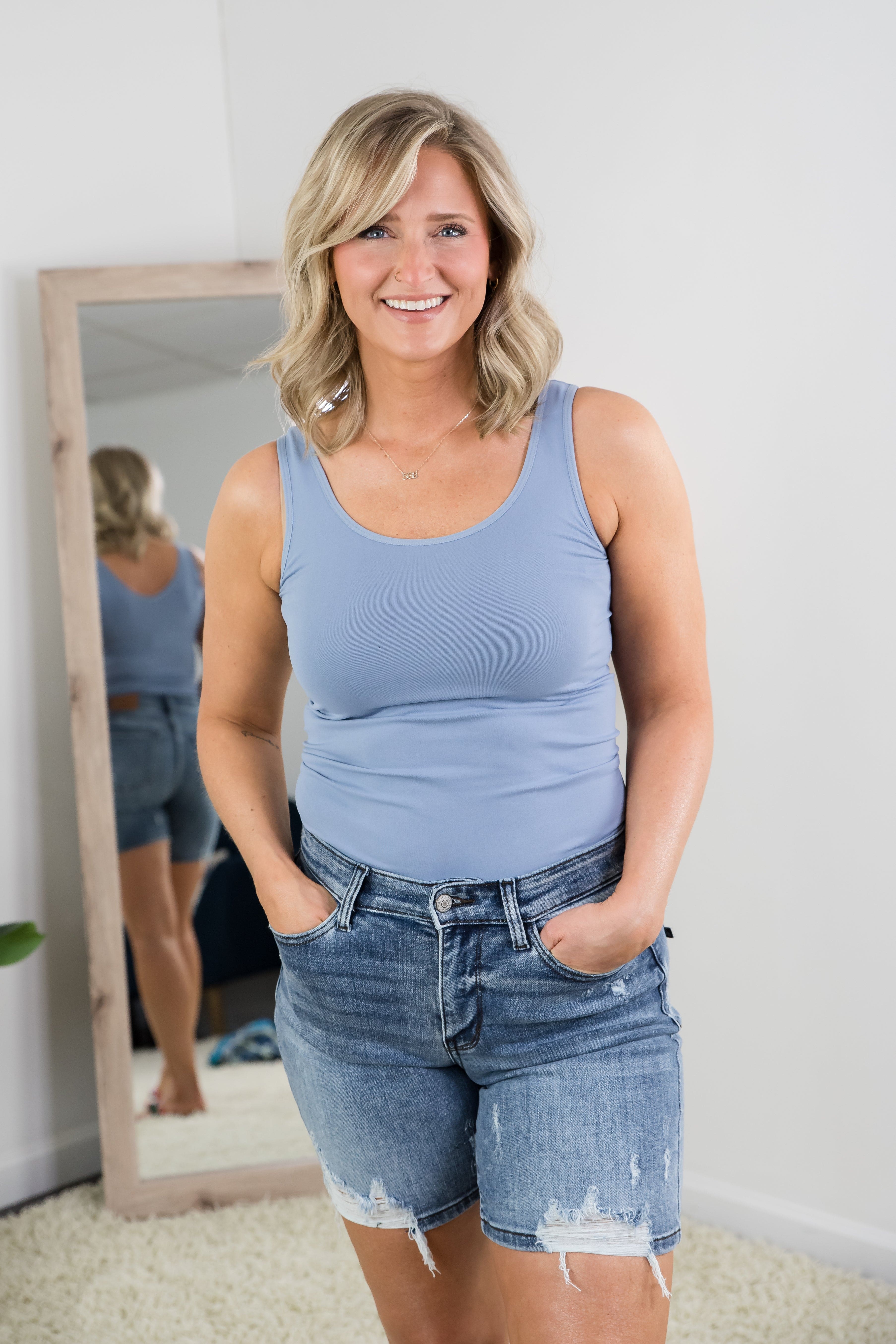 There for You Tank in Light Denim-Yelete-Stay Foxy Boutique, Florissant, Missouri