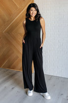 Hilary Wide Leg Jumpsuit in Black-Jumpsuits & Rompers-Stay Foxy Boutique, Florissant, Missouri