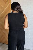 Hilary Wide Leg Jumpsuit in Black-Jumpsuits & Rompers-Stay Foxy Boutique, Florissant, Missouri