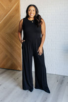 Hilary Wide Leg Jumpsuit in Black-Jumpsuits & Rompers-Stay Foxy Boutique, Florissant, Missouri