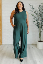 Hilary Wide Leg Jumpsuit in Green-Jumpsuits & Rompers-Stay Foxy Boutique, Florissant, Missouri