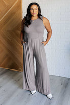 Hilary Wide Leg Jumpsuit in Grey-Jumpsuits & Rompers-Stay Foxy Boutique, Florissant, Missouri