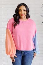 Hit Me With Your Best Shot Colorblock Top in Bright Pink-Tops-Stay Foxy Boutique, Florissant, Missouri