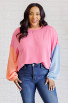 Hit Me With Your Best Shot Colorblock Top in Bright Pink-Tops-Stay Foxy Boutique, Florissant, Missouri