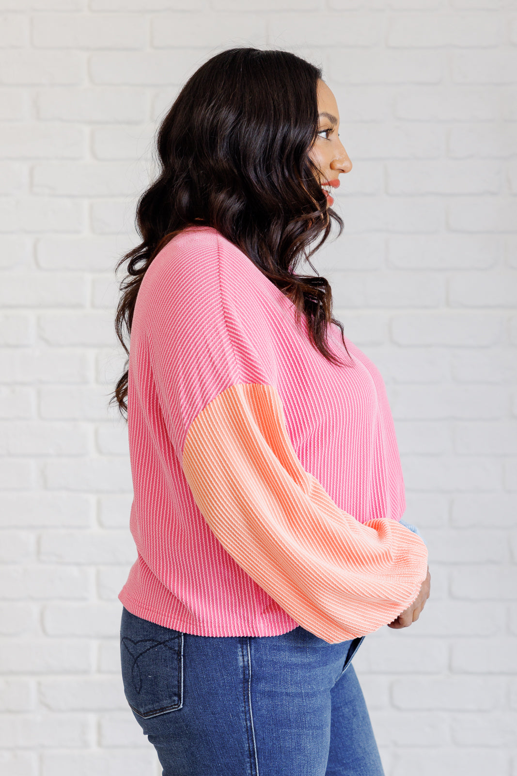 Hit Me With Your Best Shot Colorblock Top in Bright Pink-Tops-Stay Foxy Boutique, Florissant, Missouri