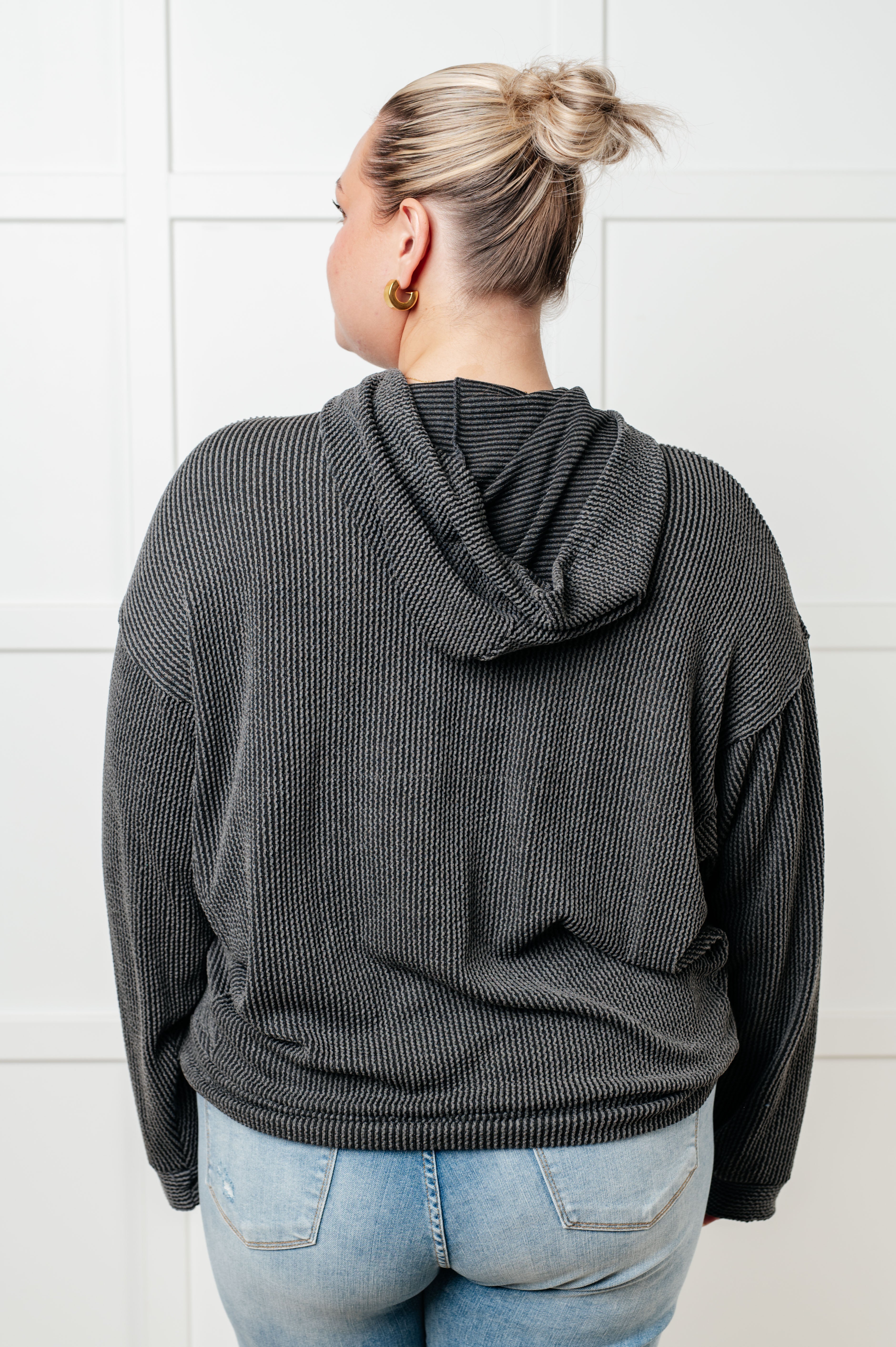 Hold That Thought Rib Knit Hoodie-Tops-Stay Foxy Boutique, Florissant, Missouri