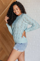 Hole In One Sheer Pointelle Knit Sweater-Tops-Stay Foxy Boutique, Florissant, Missouri