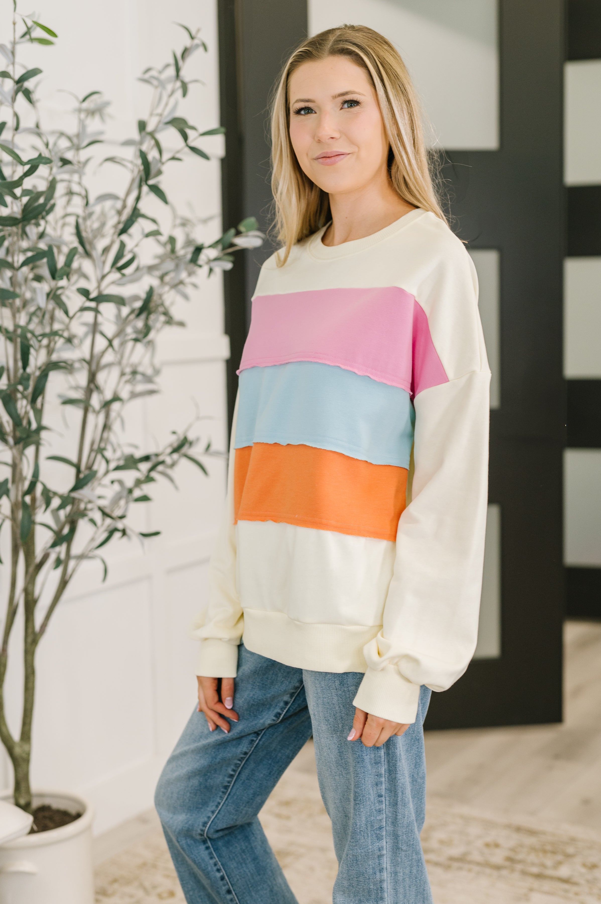 Humor Me Color Block Relaxed Pullover-Womens-Stay Foxy Boutique, Florissant, Missouri
