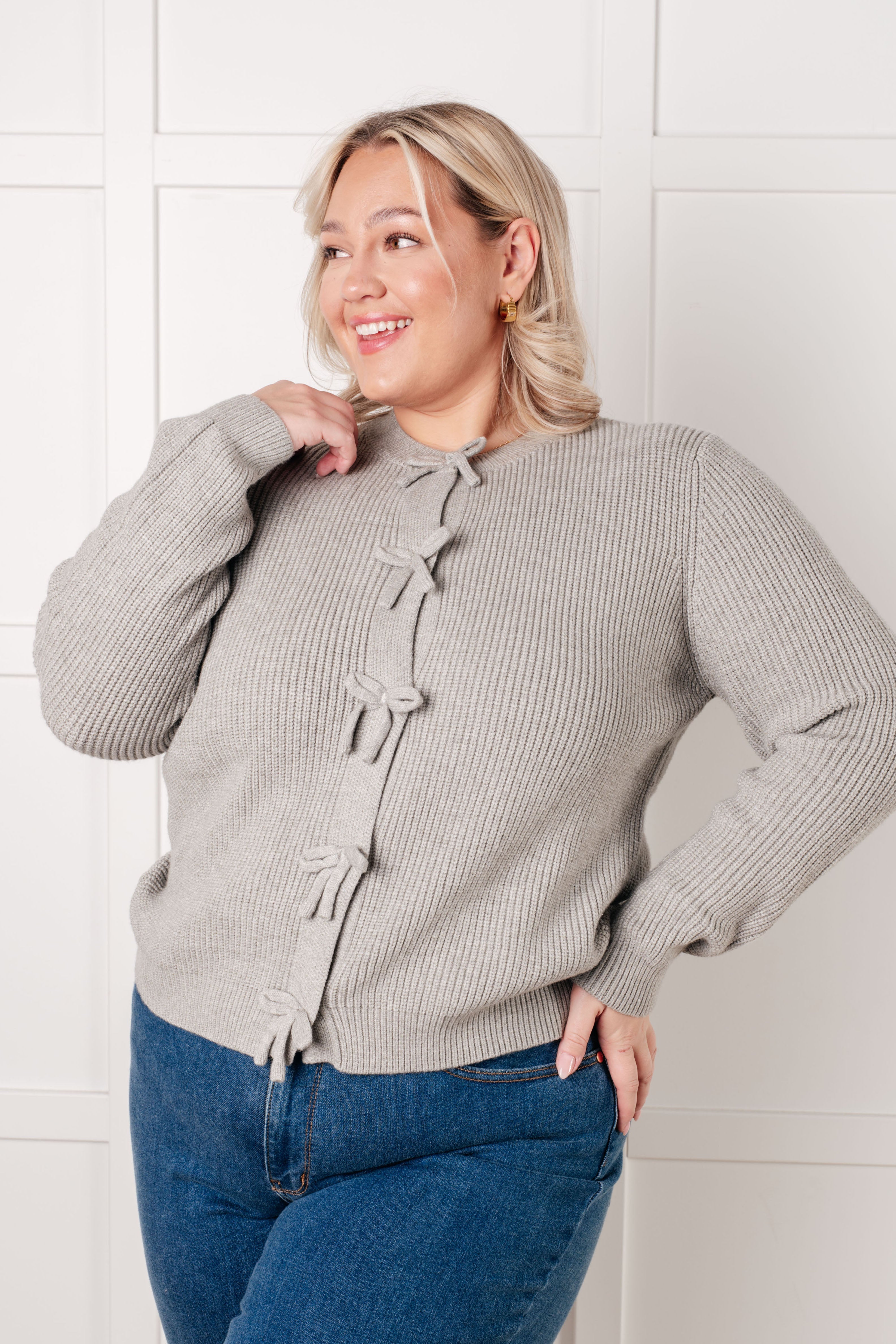 I Don't Know Why Bow Front Cardigan-Tops-Stay Foxy Boutique, Florissant, Missouri