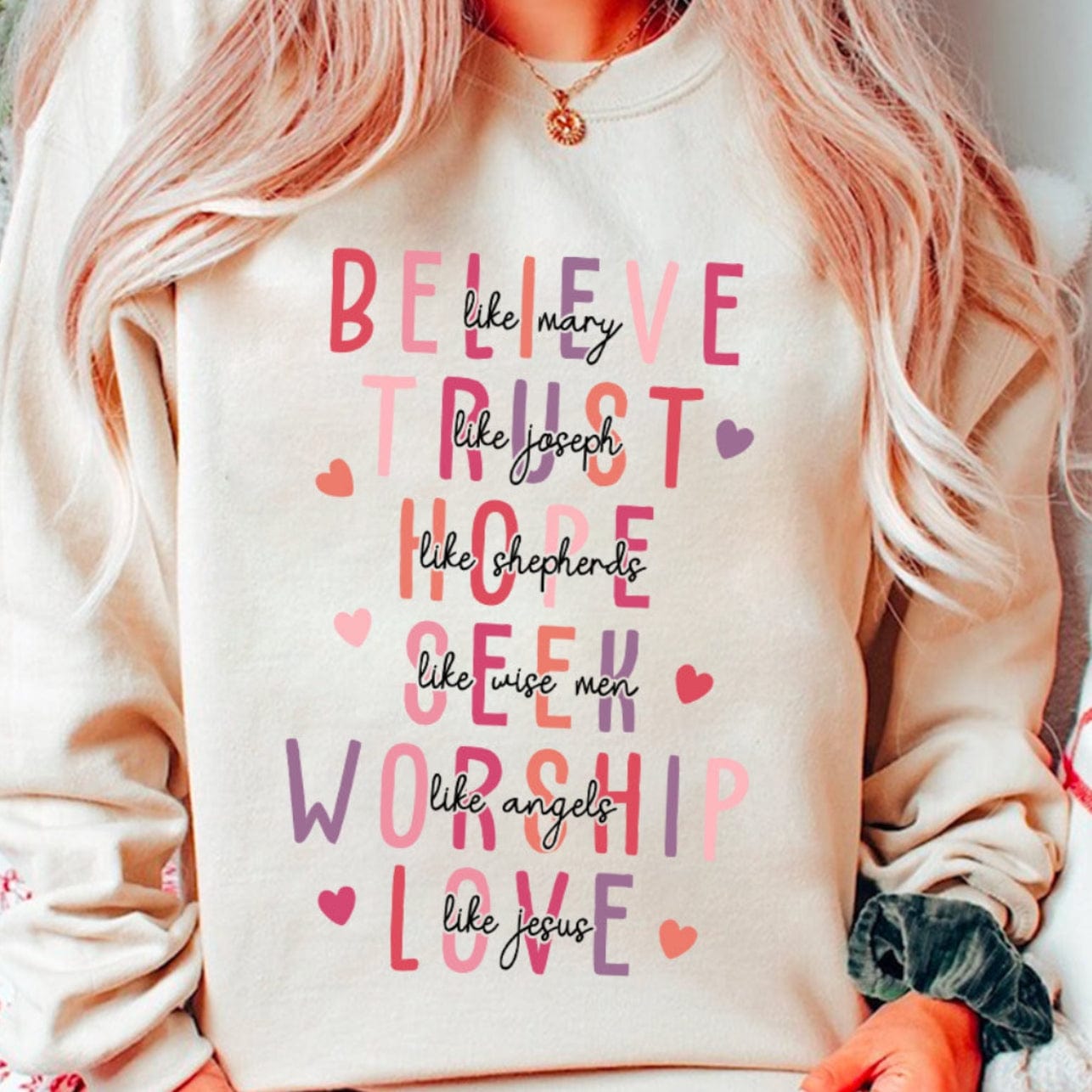 Believe Hearts Graphic T-Graphic T-Stay Foxy Boutique, Florissant, Missouri