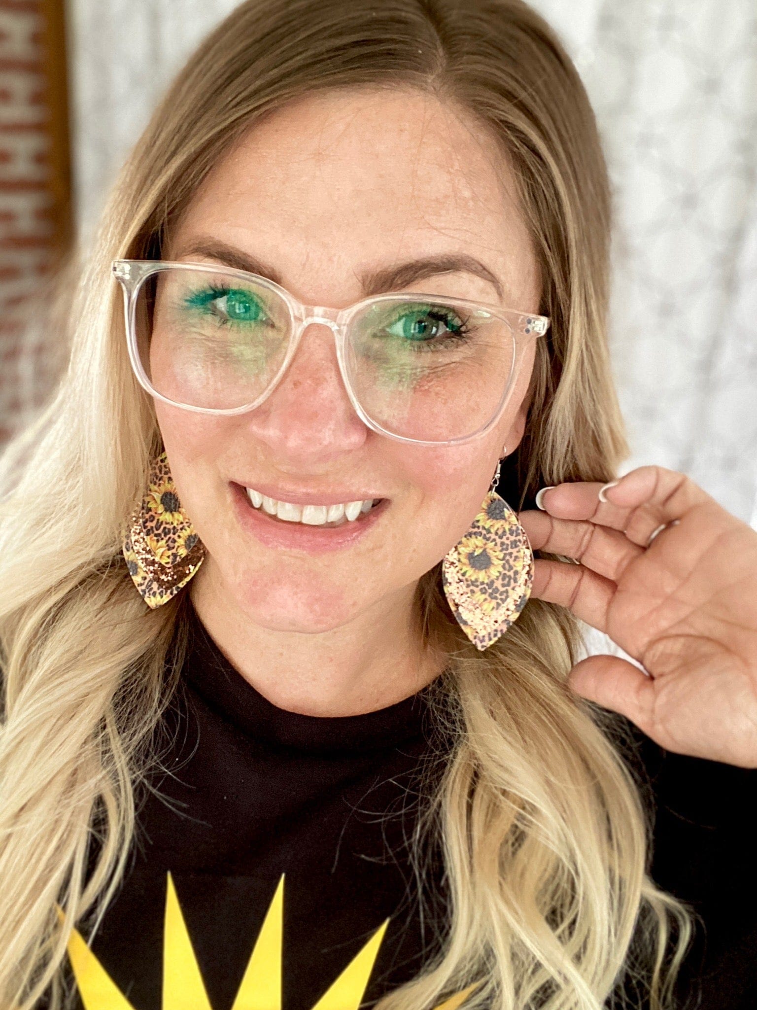 Sunflower and Leopard Earrings-Stay Foxy Boutique, Florissant, Missouri