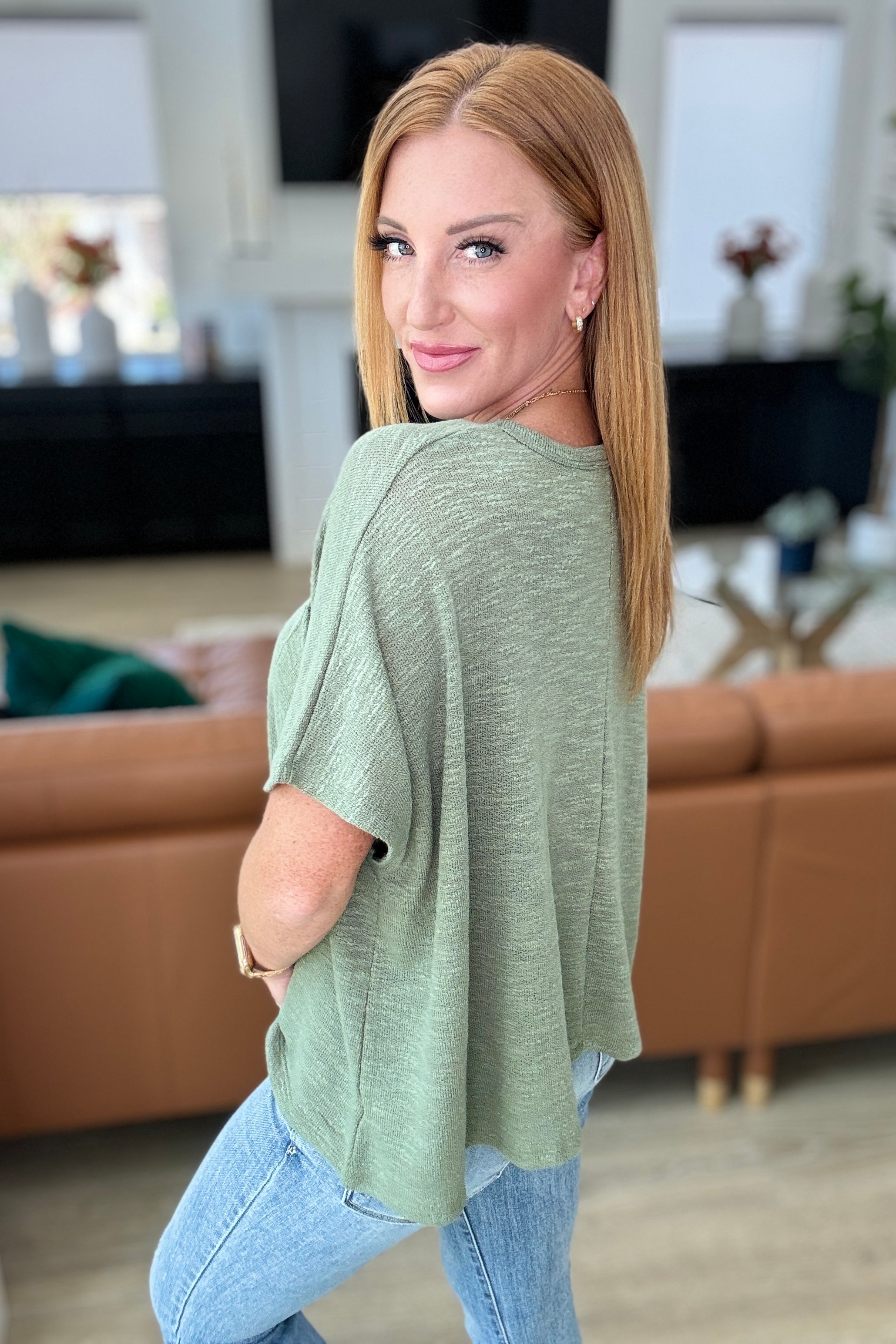 Let Light be Light Drop Shoulder Oversized Tee in Light Olive-Tops-Stay Foxy Boutique, Florissant, Missouri