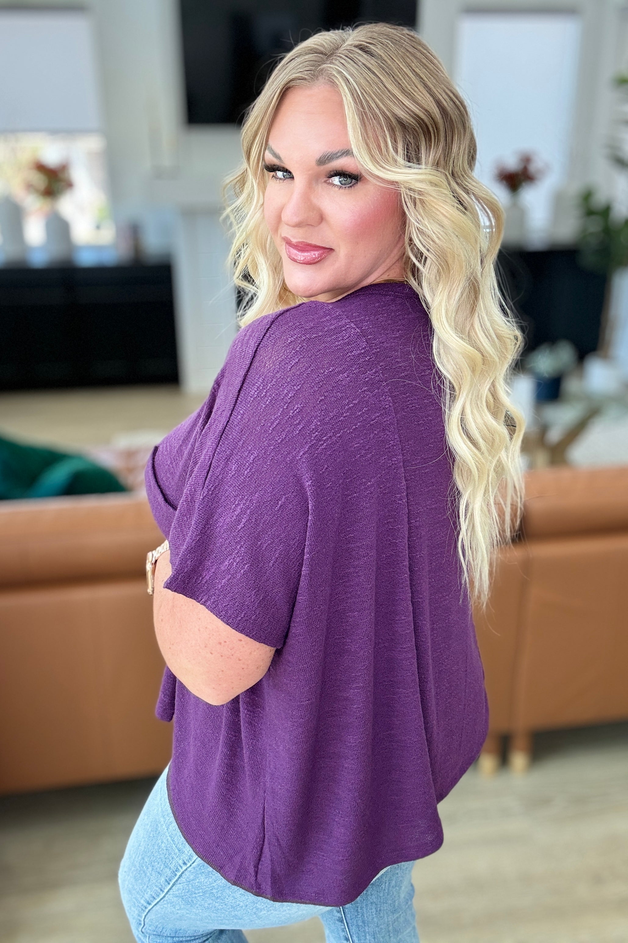 Let Light be Light Drop Shoulder Oversized Tee in Dark Plum-Tops-Stay Foxy Boutique, Florissant, Missouri