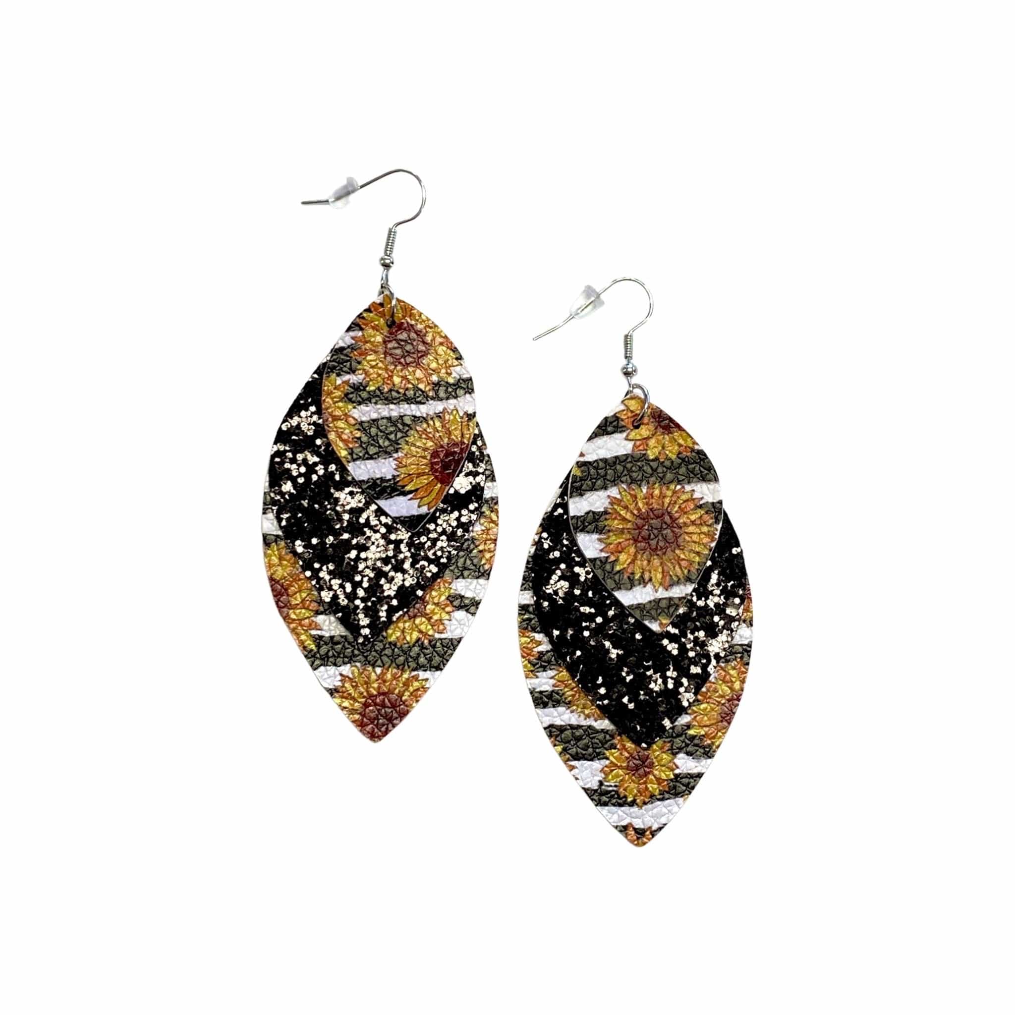 Sunflower and Stripes Earrings-Blushing Owl-Stay Foxy Boutique, Florissant, Missouri