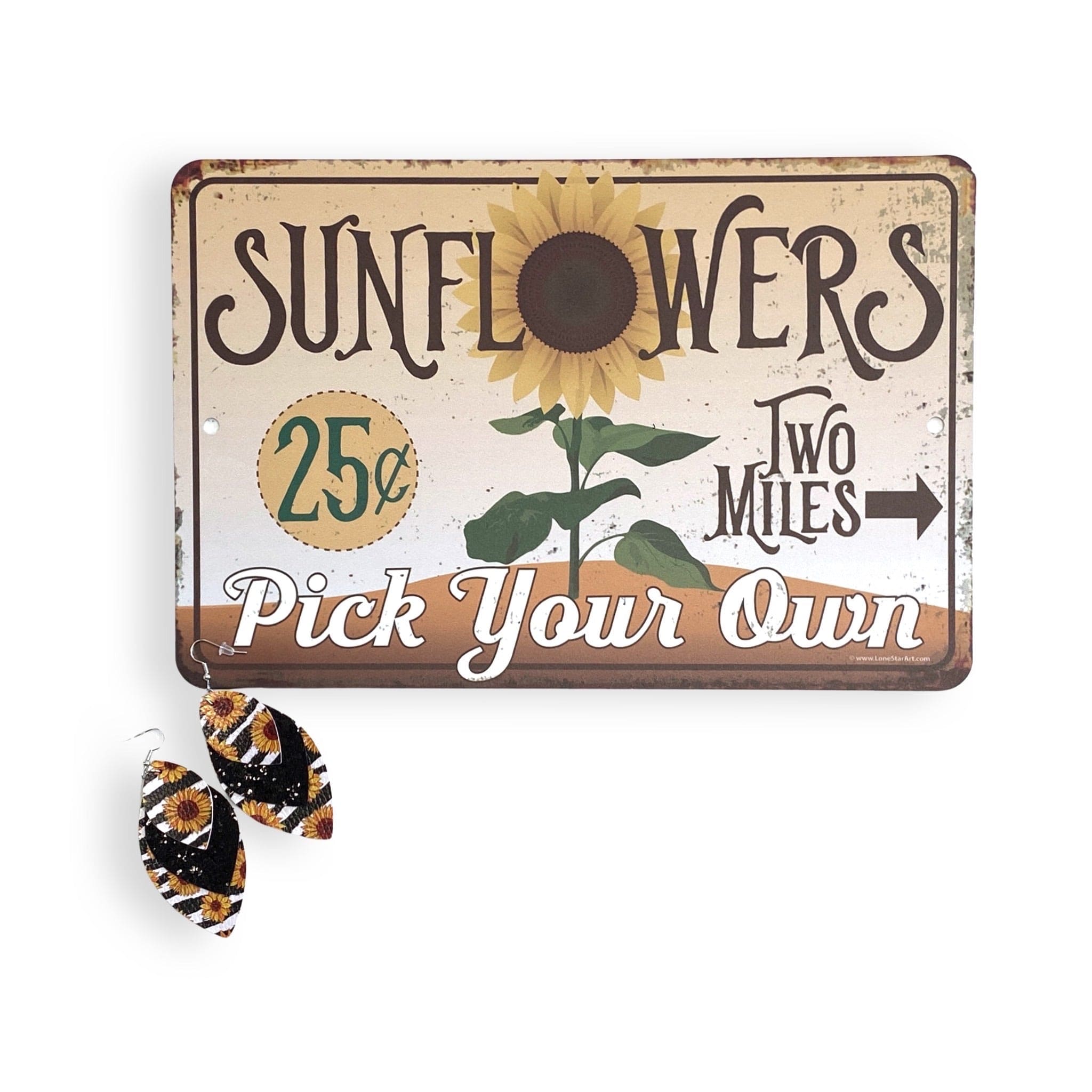 Sunflower and Stripes Earrings-Blushing Owl-Stay Foxy Boutique, Florissant, Missouri