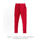 Take It Easy Tik-Tok Pocket Leggings in Red-White Birch-Stay Foxy Boutique, Florissant, Missouri