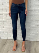 Fallon Mid Rise Adjustable Waist Raw Hem Skinny Jeans-Womens-Stay Foxy Boutique, Florissant, Missouri