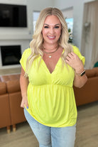 Rhea Peplum Top in Neon Yellow-Tops-Stay Foxy Boutique, Florissant, Missouri