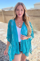 Good Days Ahead Lace Kimono In Teal-Layers-Stay Foxy Boutique, Florissant, Missouri