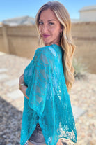 Good Days Ahead Lace Kimono In Teal-Layers-Stay Foxy Boutique, Florissant, Missouri