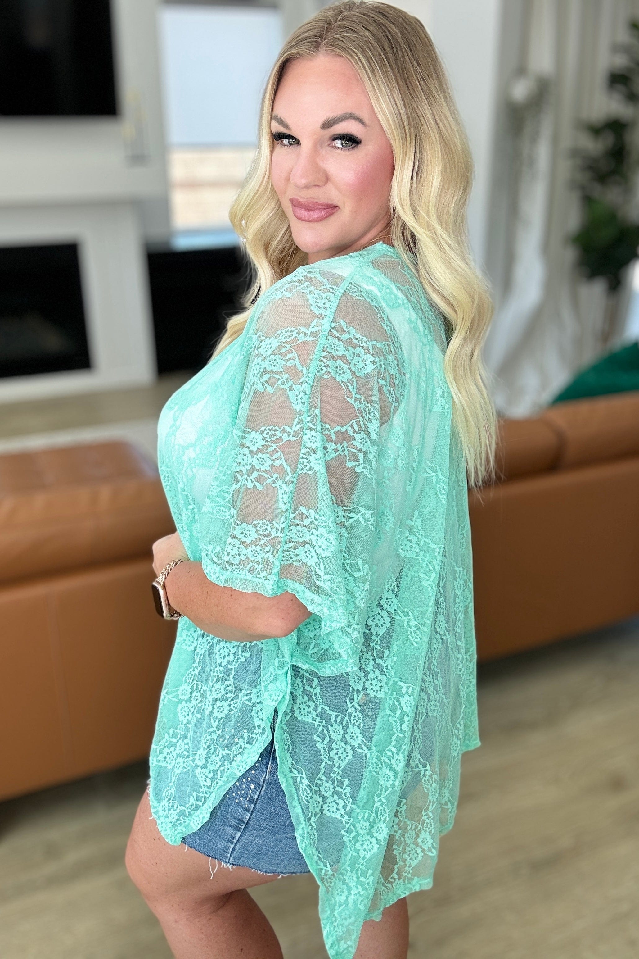Good Days Ahead Lace Kimono In Mint-Layers-Stay Foxy Boutique, Florissant, Missouri