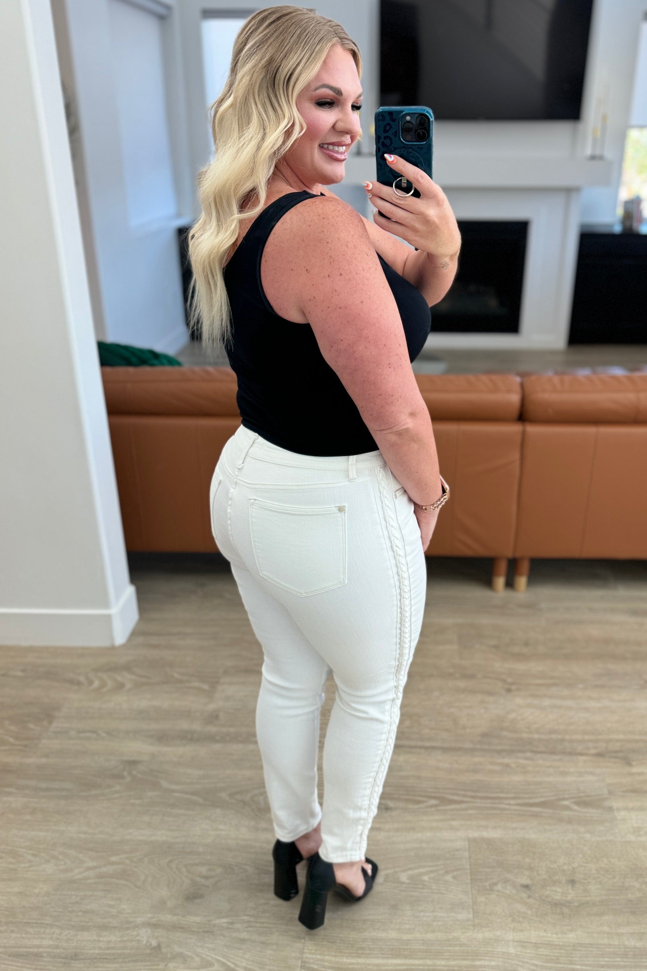 Maddie Mid Rise Braided Side Seam Relaxed Jeans-Womens-Stay Foxy Boutique, Florissant, Missouri