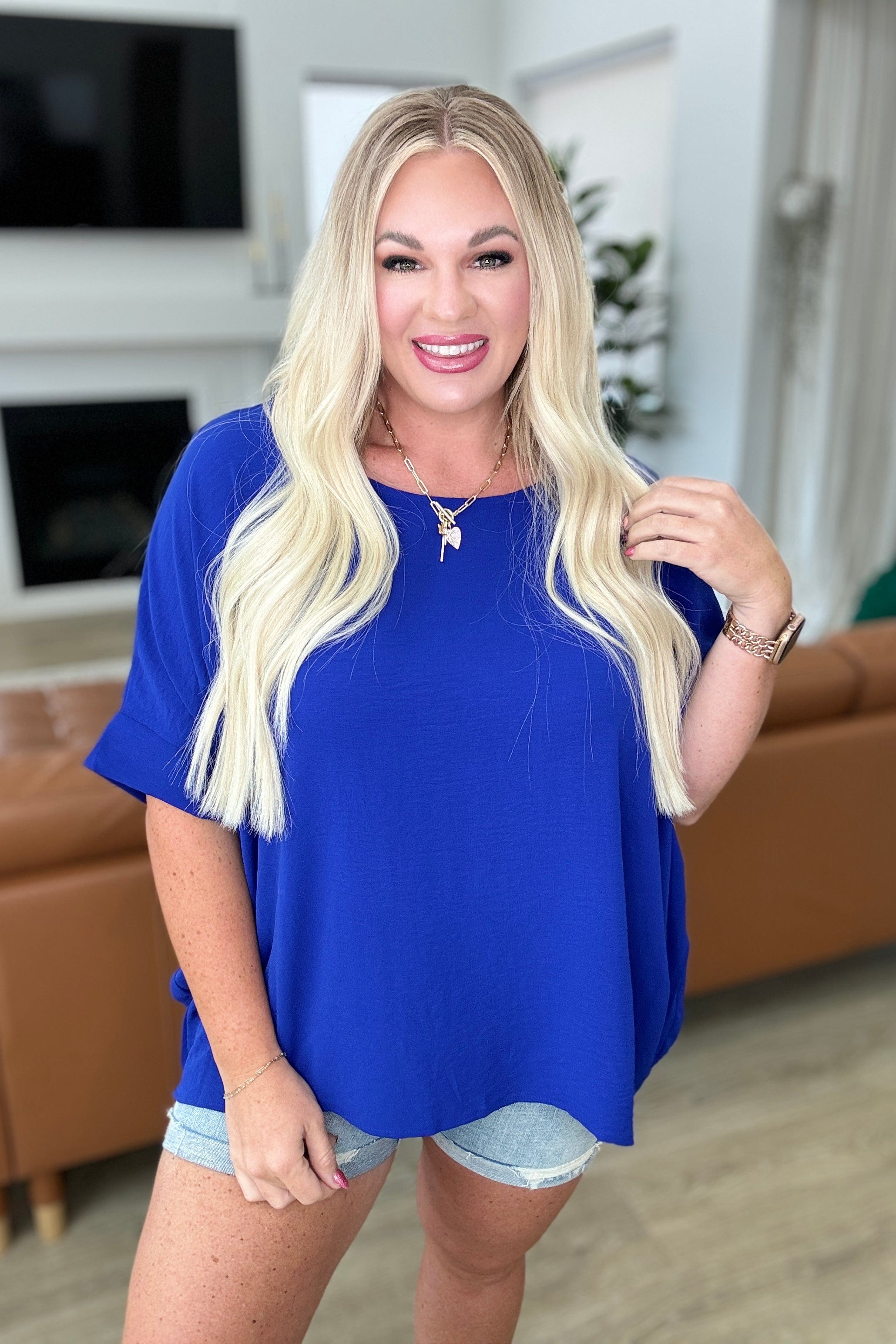 Feels Like Me Dolman Sleeve Top in Royal Blue-Tops-Stay Foxy Boutique, Florissant, Missouri