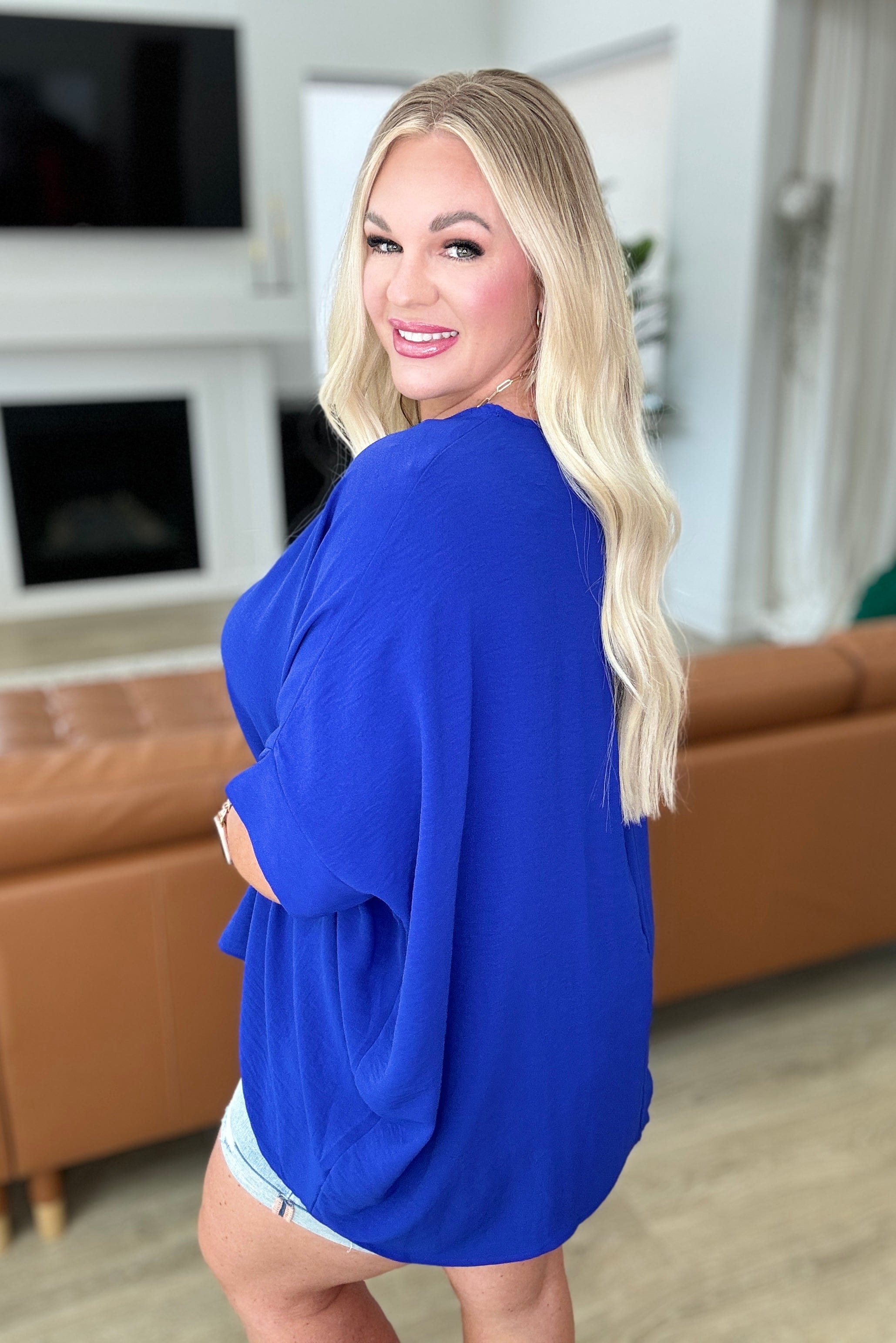 Feels Like Me Dolman Sleeve Top in Royal Blue-Tops-Stay Foxy Boutique, Florissant, Missouri