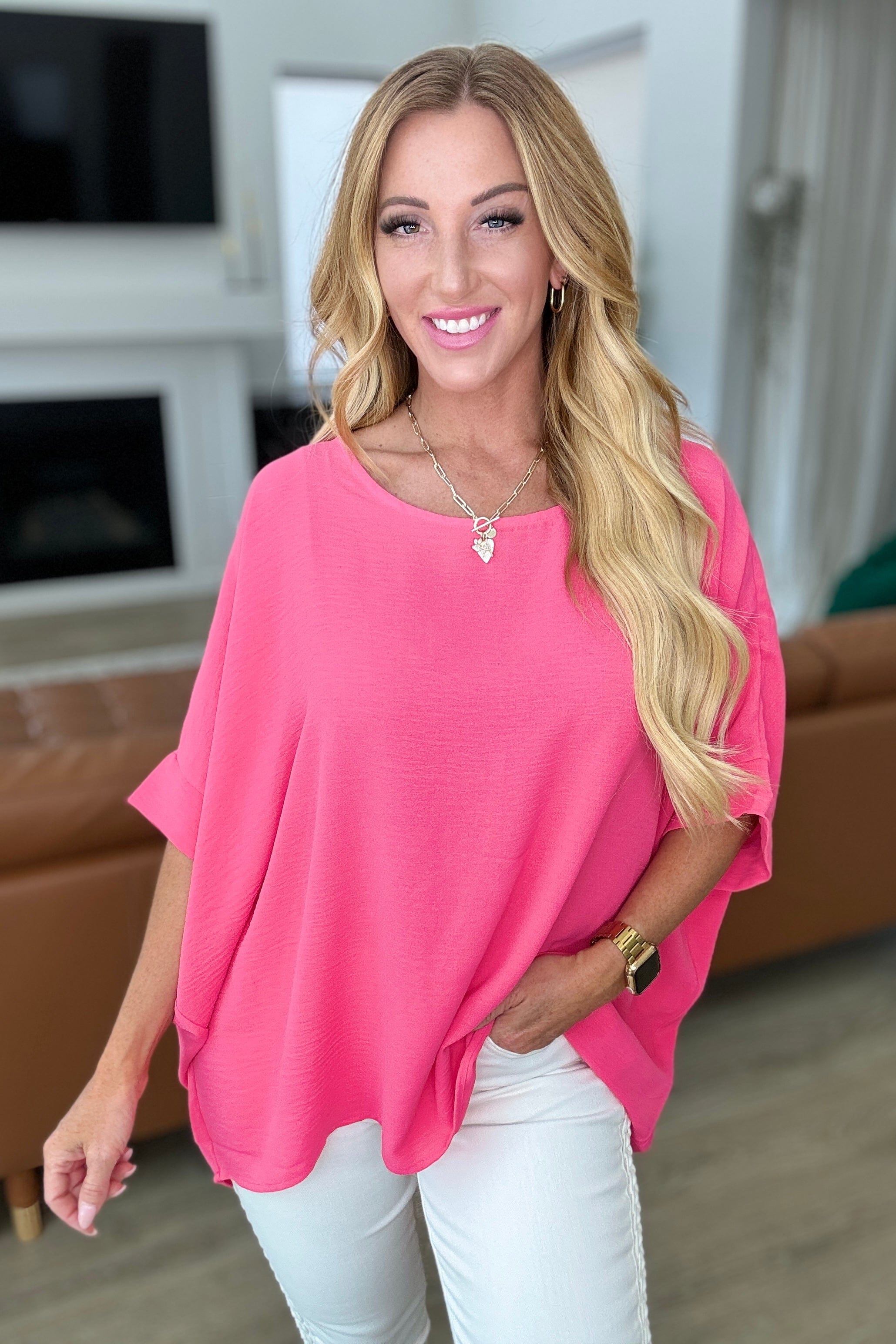 Feels Like Me Dolman Sleeve Top in Bubble Gum Pink-Tops-Stay Foxy Boutique, Florissant, Missouri