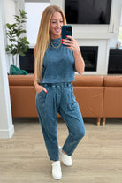 Limber Up Tapered Leg Joggers in Slate Blue-Athleisure-Stay Foxy Boutique, Florissant, Missouri