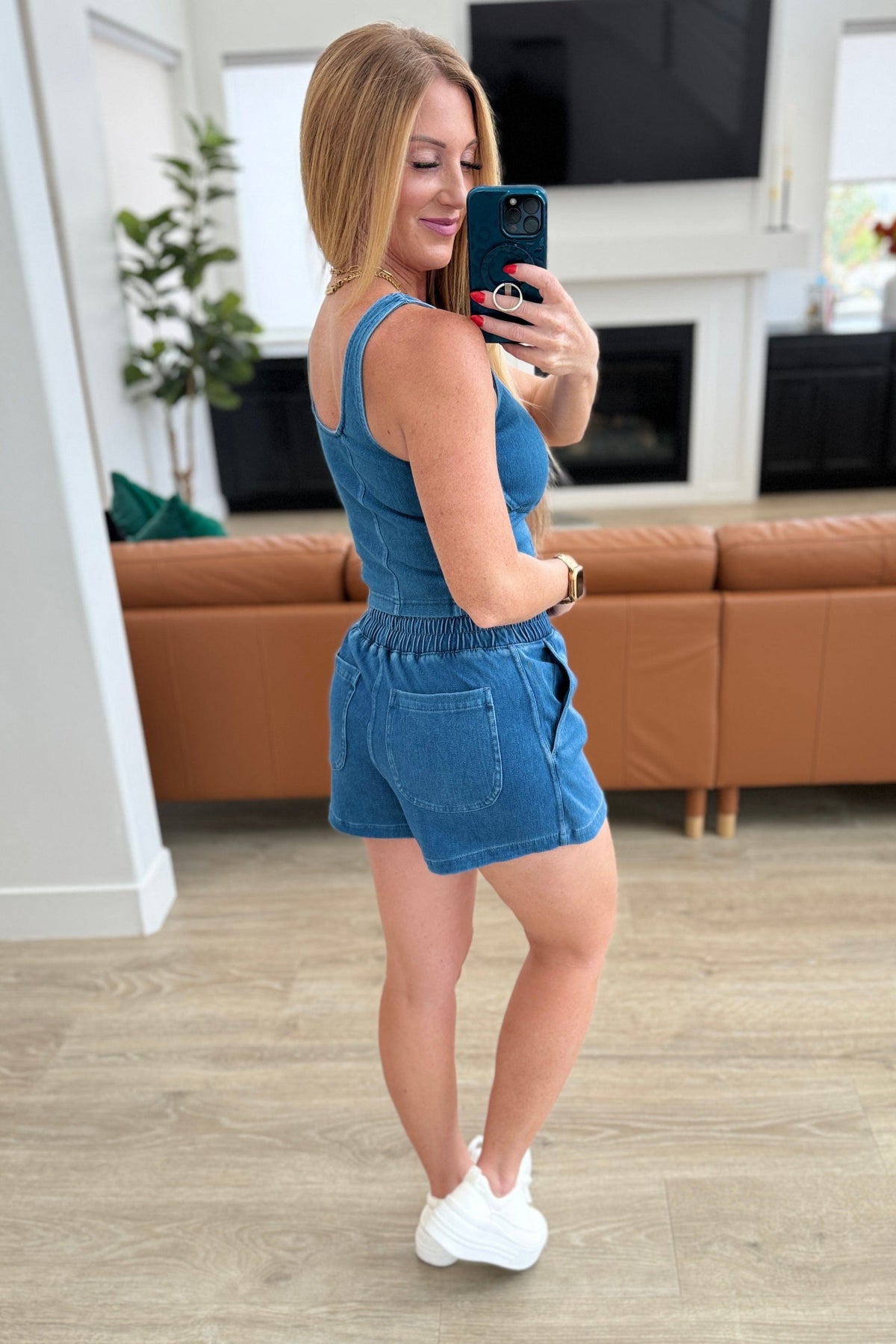 City Siren Skort in Light Denim-Denim-Stay Foxy Boutique, Florissant, Missouri