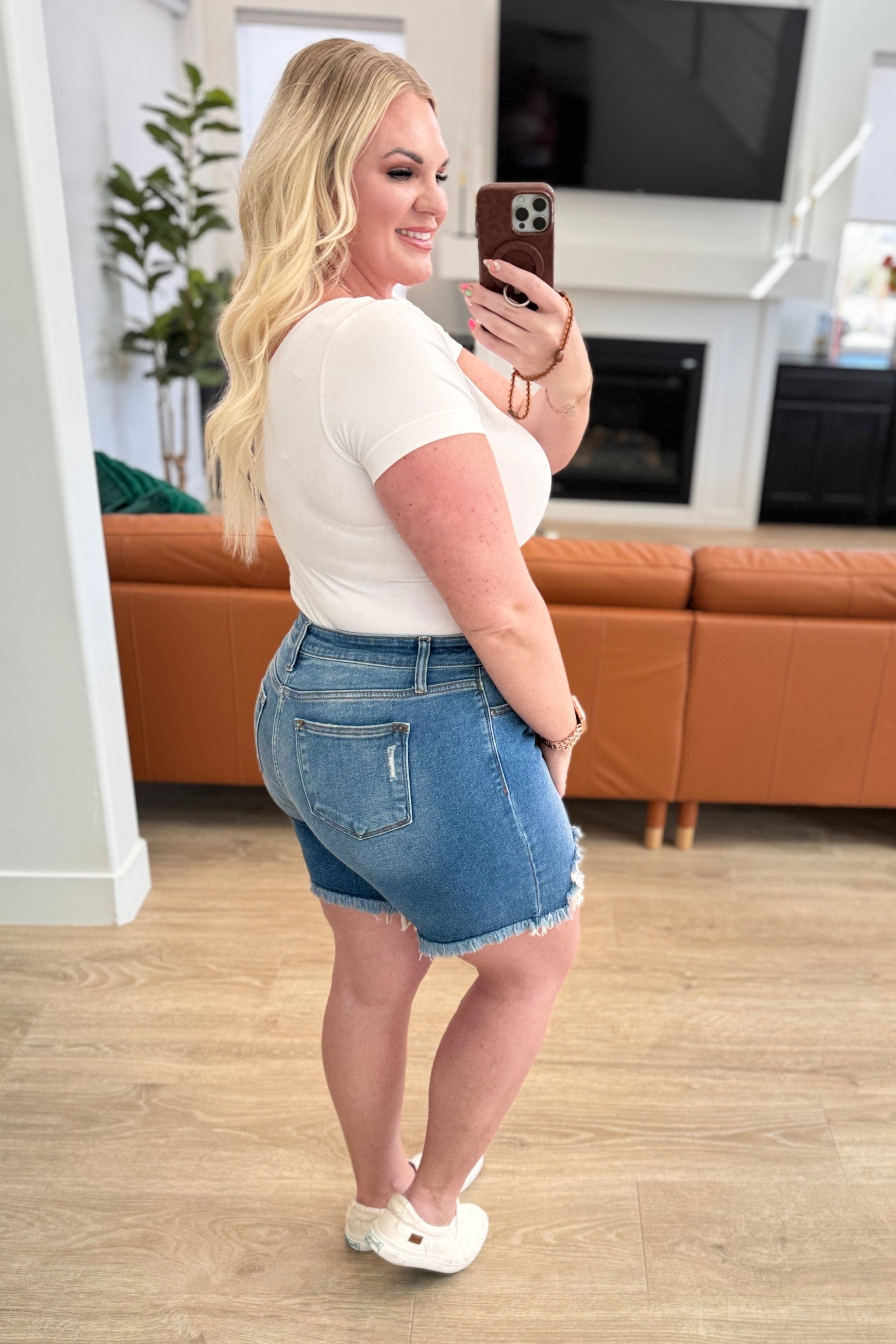 Kelsey Mid Rise Distressed Cutoff Shorts-Womens-Stay Foxy Boutique, Florissant, Missouri