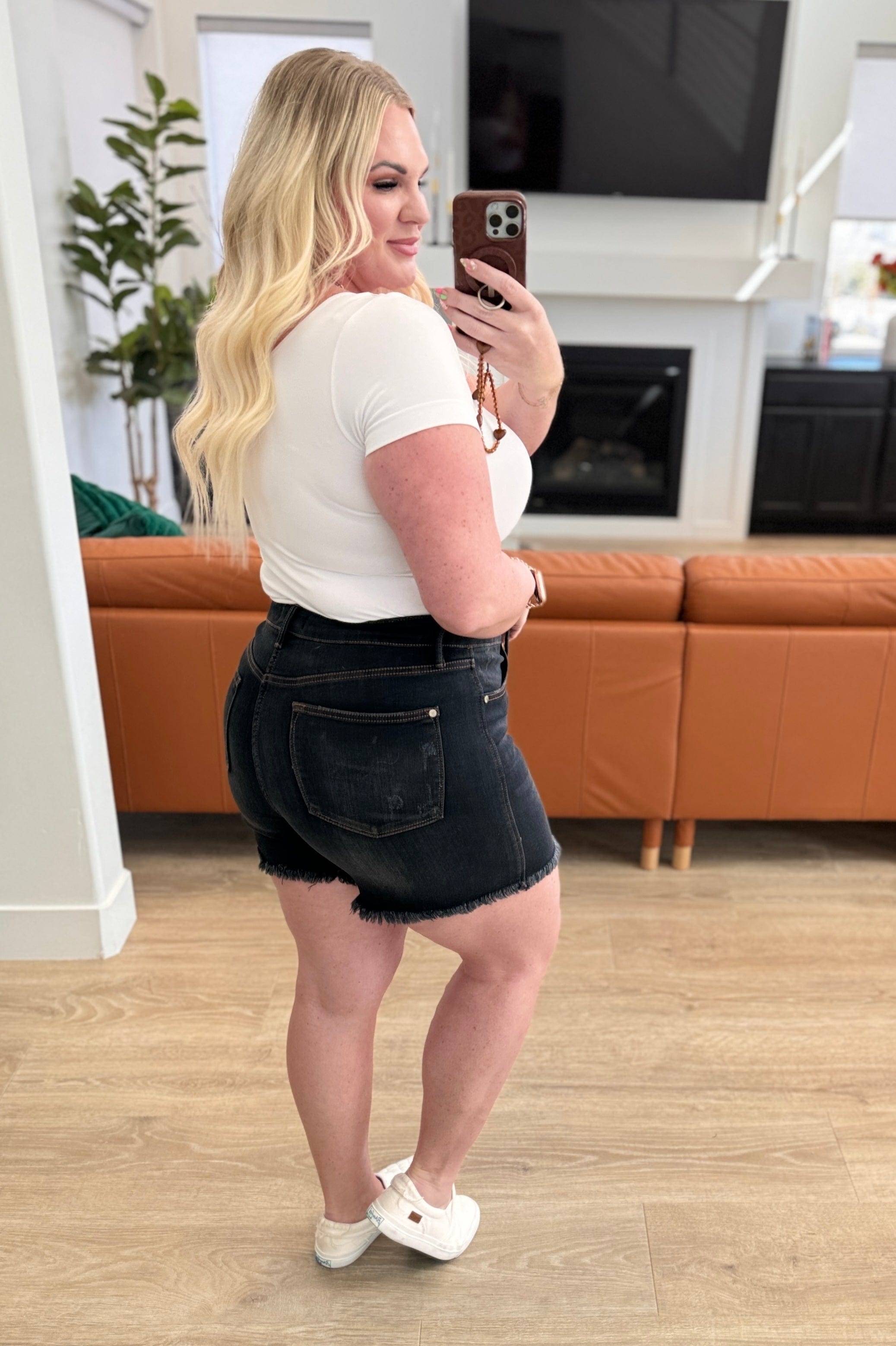 Ember High Rise Control Top Fray Hem Shorts-Womens-Stay Foxy Boutique, Florissant, Missouri